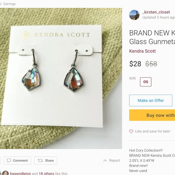 KENDRA SCOTT Cory Drop Gunmetal Earrings In Dichroic Glass - DO NOT BUY! - Picture 6 of 7